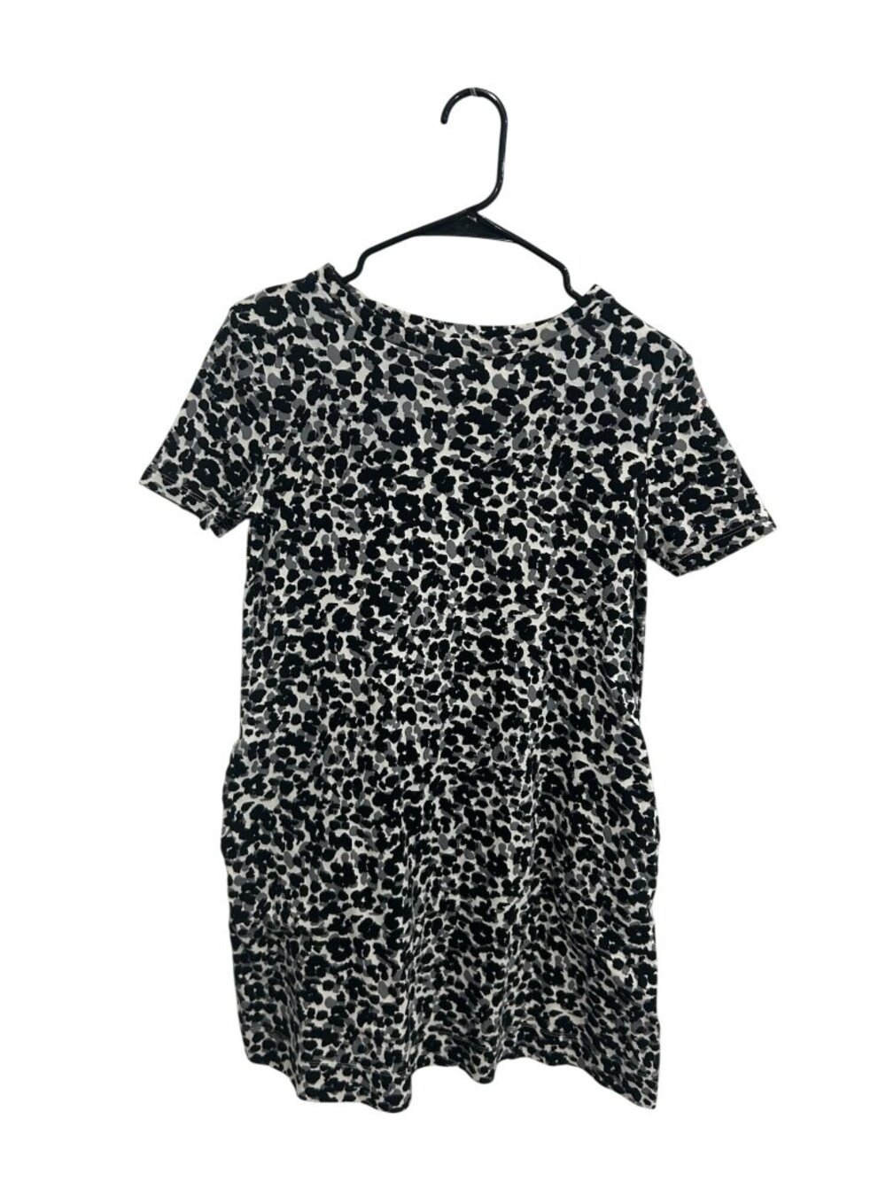 Ellen Tracy Small Grey Animal Print Dress Pima Cotton Minimalist Timeless Style